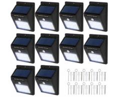 10 lampade LED a muro, a energia solare con sensore di movimento