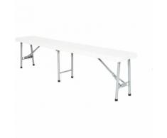 Panca Portatile Pieghevole, Panca In Plastica Resistente, 183 x 43 x 30 cm, Bianco, Pieghevole a