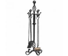 Set 4 attrezzi per camino in ferro cm 82 h Mod. Torciglione