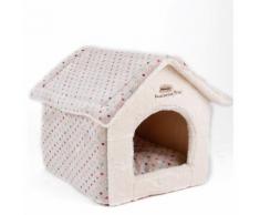 Cuccia a casetta morbida in pellicciotto modello Soft Line per cani e gatti - Beige