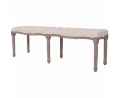 Panca in Legno Massello e Lino 150x40x48 cm Bianco Crema
