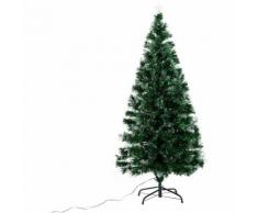 HomCom Albero di Natale 150cm in PVC Fibre Ottiche Foltissimo con 180 Luci a LED ?74 Verde
