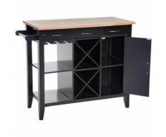 Homcom Mobile da Cucina con Cassetti in Legno Nero 101.5x50x90cm