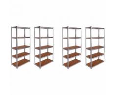4 kit di Scaffale Mensola Scaffalatura Metallo Zincato 5 Ripiani Legno MAX 875KG