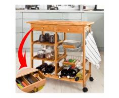 SoBuy Carrello Cucina,Credenza Cucina,Mobile Cucina,Legno,Con Route,Fkw06-N