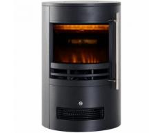 Homcom Camino Elettrico da Terra con Effetto Fiamma 1800W, Nero, 41x41x64.5cm