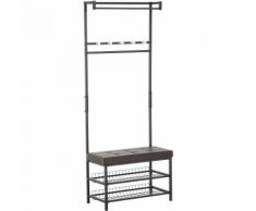 Panchina Spogliatoio in Metallo Imbottita, Marrone, 72.5x35x180cm
