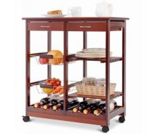 Carrello da Cucina con Ruote Carrello con Due Cassetti Portabottiglie Cestini di Frutta Ripiani in