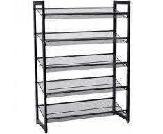 Portascarpe a Rete Metallica Impilabile, Scaffale a 5 Ripiani, Capienza di 15-20 Paia di Scarpe,