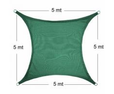 Vela Parasole Ombreggiante Quadrata 5x5x5 mt Verde
