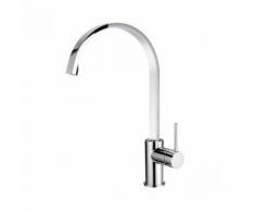 Rubinetto miscelatore lavello fontana cucina VIZIO classico con canna piatta girevole a U
