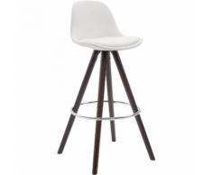 Sgabello Franklin ben imbottito, in similpelle, gambe rotonde color cappuccino, bianco CLP