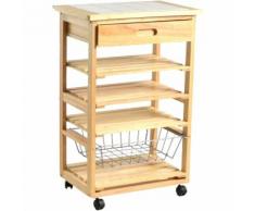 Carrello da cucina in legno con tre piani un cestello un cassetto