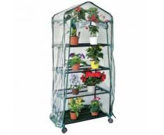 Serra Rapida 4 Ripiani in Acciaio per Piante Fiori Giardino con Ruote 70x50x160