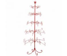 ALBERO DI NATALE 70X70X154CM IN METALLO ROSSO DECORAZIONE ADDOBBI ARREDO