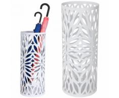 Portaombrelli Ferro Design BAKAJI7W Rotondo Stand Bianco Vaschetta Salvagoccia
