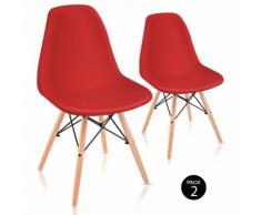 Pack 2 Sedie sala da pranzo Rosso con design nordico- McHaus