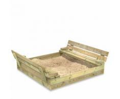 WICKEY Sabbiera Flip 110x125cm Sabbionaia per bambini con 2 panchine