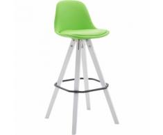 Sgabello Franklin ben imbottito, in similpelle, gambe quadrate color bianco, verde CLP