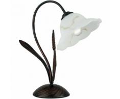 Lampada Da Tavolo Paralume Vetro Floreale Metallo Classica E27 Ambiente I-byron/l