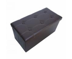 Panca Pieghevole In Pelle, Ottomana Pieghevole Per Conservare, 76 x 38 x 38 cm, Marrone, Cucita e
