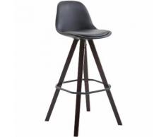 Sgabello Franklin ben imbottito, in similpelle, gambe quadrate, color cappuccino, nero CLP