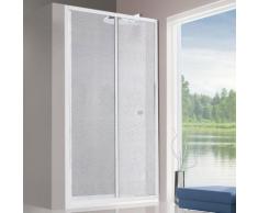 Box doccia nicchia 100 cm scorrevole in alluminio bianco e pannello acrilico