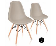 Pack 2 Sedie sala da pranzo Beige con design nordico- McHaus