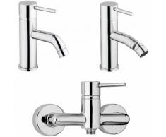Set di miscelatori per lavabo bidet e esterno doccia Jacuzzi serie Gun ottone cromato