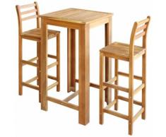Tavolo e Sedia per Bar Set 3 pz in Legno di Acacia Massello