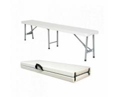 Panca Portatile Pieghevole, Panca In Plastica Resistente, 183 x 43 x 30 cm, Bianco, Pieghevole a
