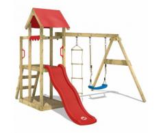 WICKEY Parco giochi TinyPlace Gioco da giardino per bambini con altalena, scivolo, sabbiera, tetto