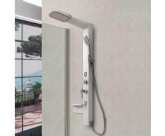 Pannello doccia idromassaggio in pvc bianco con miscelatore ad incasso a 3 vie e doccia monogetto