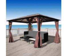 Gazebo con Tenda Marrone in Alluminio 400 x 300 cm