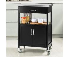SoBuy® Carrello cucina, carrello da servizio con piano in acciaio, colore:nero, FKW22-SCH. IT