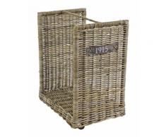 CESTO PORTA LEGNA IN VIMINI RATTAN NATURALE PER CAMINO E STUFA ASCOT CON RUOTE BIZZOTTO