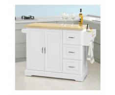SoBuy Carrello cucina,Credenza,Piano in legno di Hevea è allungabile,con ruote, FKW41-WN