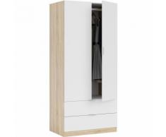 Kit Armadio Bianco 2 Ante Cassetti Guardaroba Mobile Cabina Appendiabiti Camera
