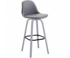 CLP Sgabello Avika similpelle, super imbottito, base cappuccino, grigio bianco
