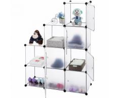 Mobile armadio modulare quadrato impermeabile resistente con 9 scomparti colore Bianca