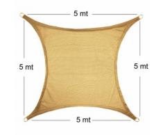 Vela Parasole Ombreggiante Quadrata 5x5x5 mt Beige Sabbia