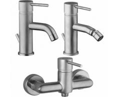 Set miscelatori per lavabo bidet e esterno doccia Jacuzzi Gun finitura acciaio