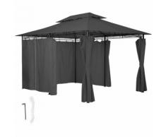 Gazebo da giardino deluxe con 6 teli laterali antracite