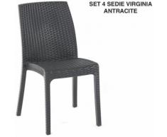 Sedia da giardino set da 4 pezzi in resina effetto rattan resina esterno bica