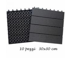 10 Piastrelle 30x30 Finto Legno Pavimento da Esterno Giardino Piscina Mattonelle