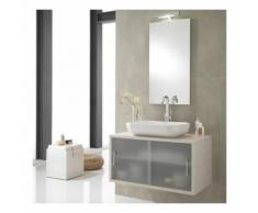Mobile bagno sopeso giava e bianco 90cm cassettone con ante in vetro satinato scorevoli