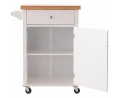 Homcom Mobiletto Carrello da Cucina in Legno e Bambà ¹, Bianco, 70x45.7x90cm