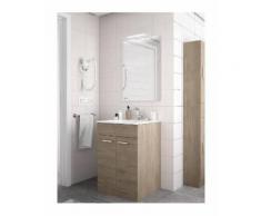 Mobile bagno 600 in legno marrone Colorado con lavabo Motril | Con specchio e lampada LED
