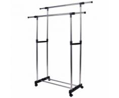 APPENDIABITI ALLUNGABILE TELESCOPICO DOPPIO CON RUOTE E VASSOIO 80X40X80/155CM