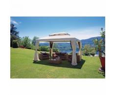 GAZEBO RETTANGOLARE 3X4 ALLUMINIO CON TENDE ANTIVENTO